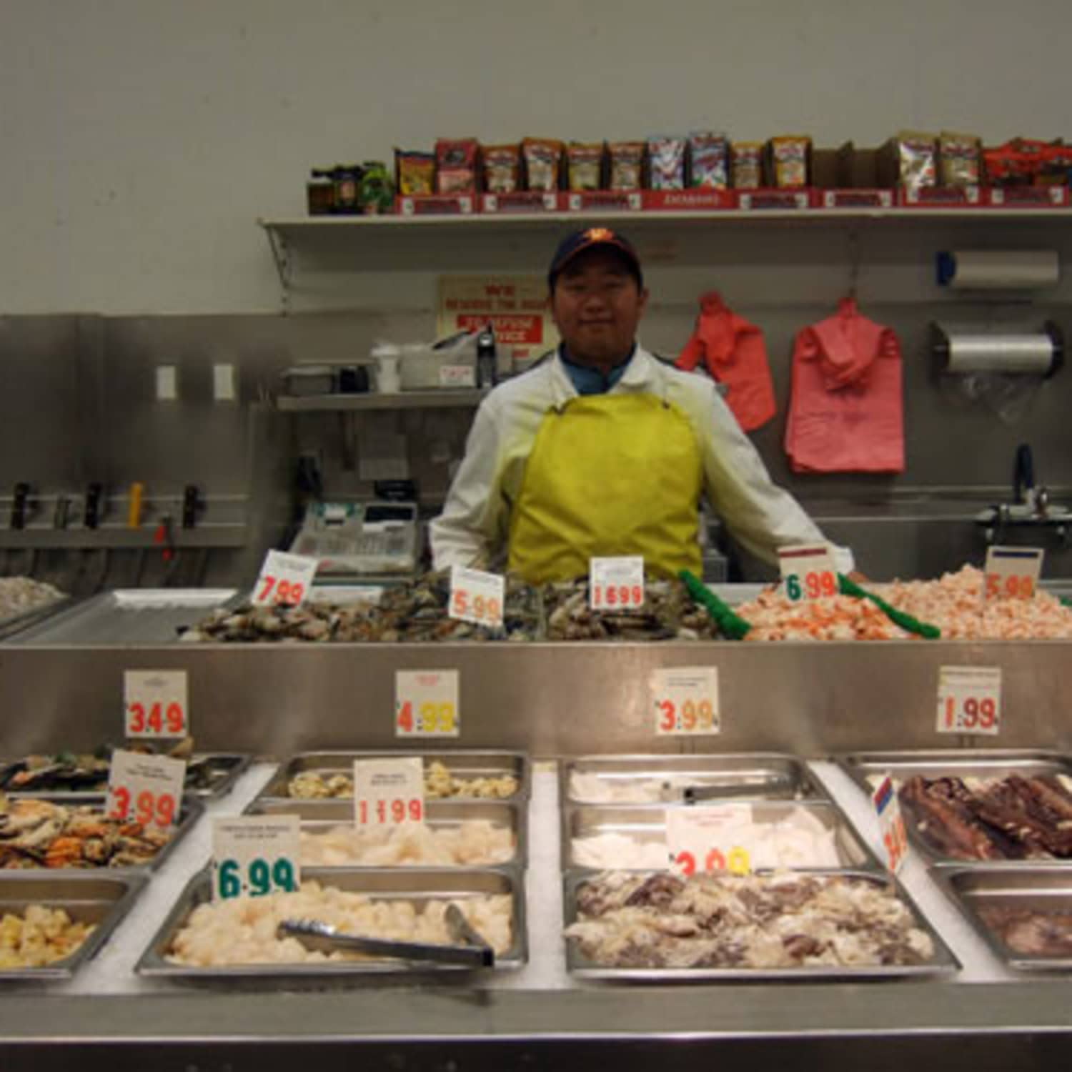 Fresh fish selection at Sun Fat Seafood Company counter